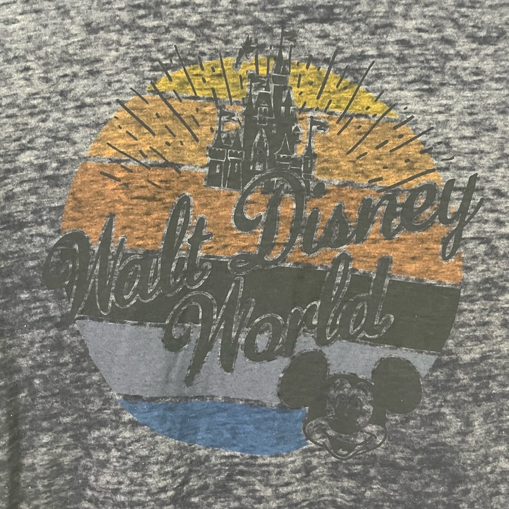 Grayish/Blue Burnout Walt Disney World Tee, Size Large